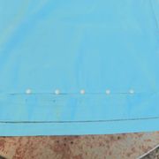 Large pillowcase, cotton linen, emerald blue tinted, border with openings, old
