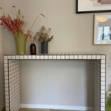 Tile console ceramic mosaic white black