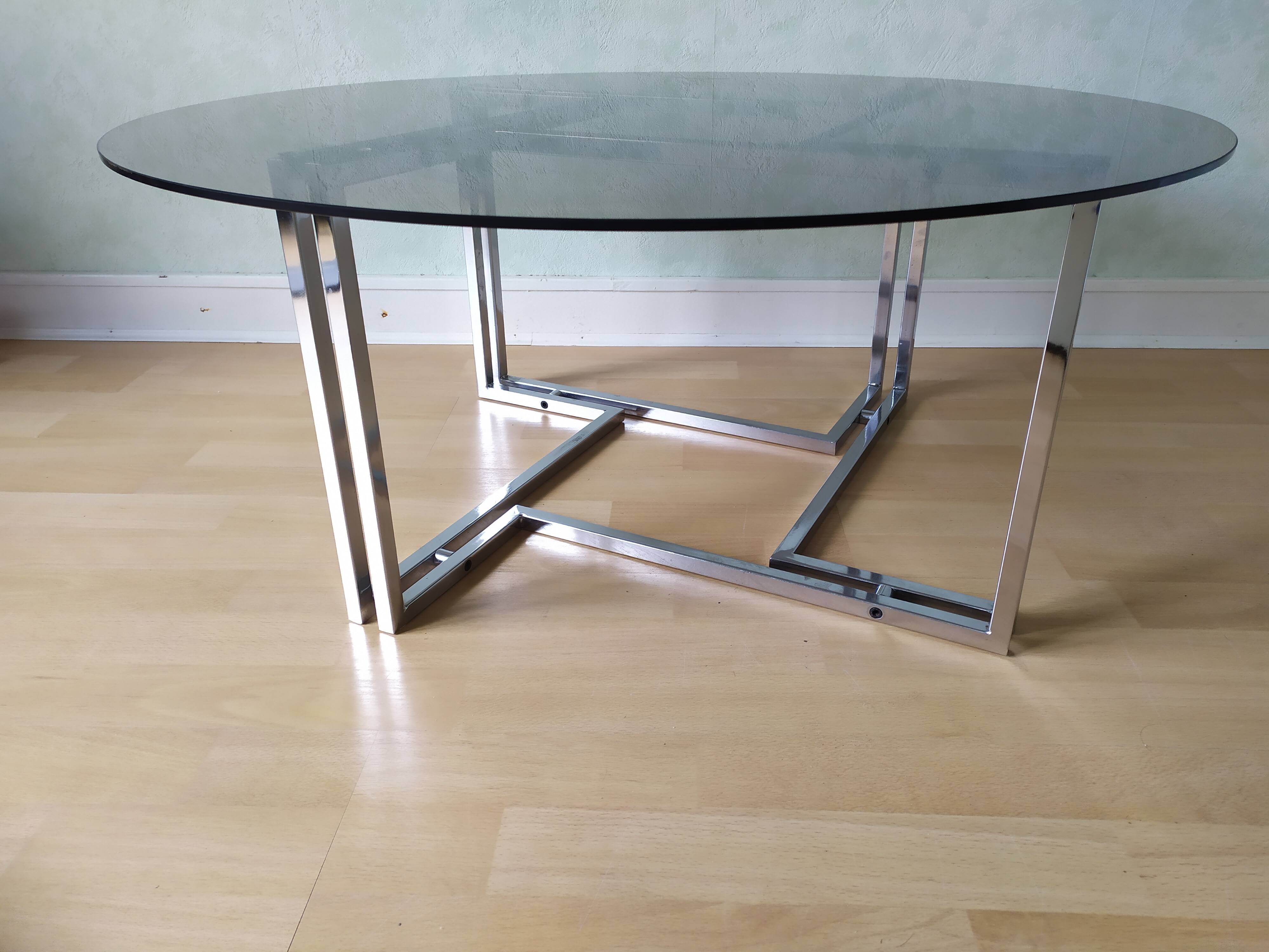 Chrome coffee table and smoked glass