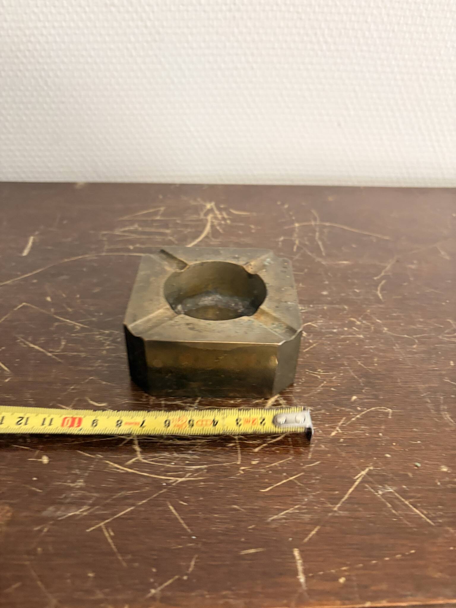 Vintage Geometric Brutalist Mid-Century Bronze Ashtray