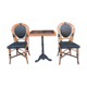 Ensemble table et 2 chaises bistrot vintage/rotin et vinyle tressé