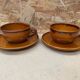 Pair of antique cups + saucers st clement ceramic brown vintage #b615