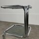 70s pedestal table, chrome and smoked glass side table
