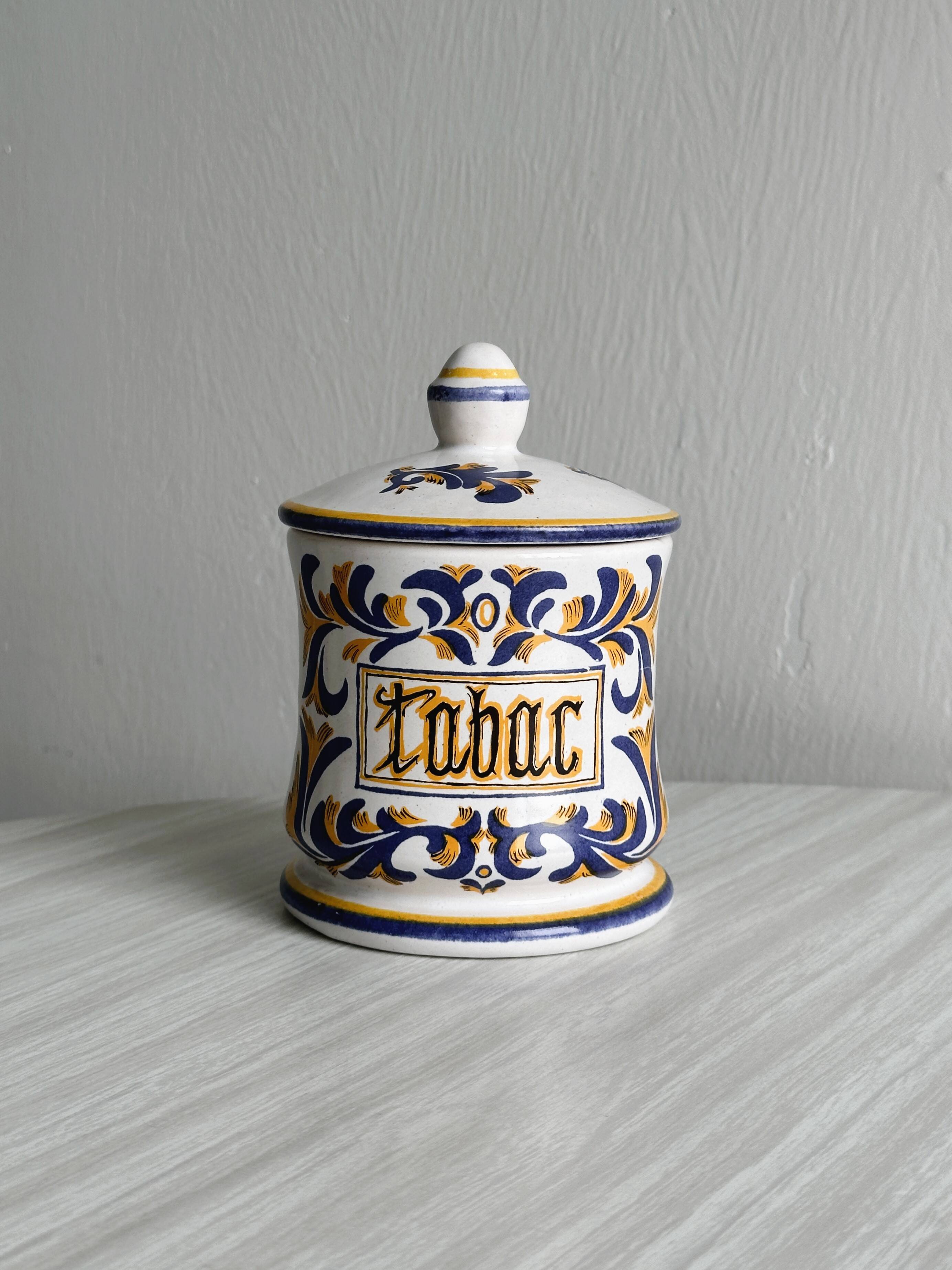 Hand-painted tobacco jar.