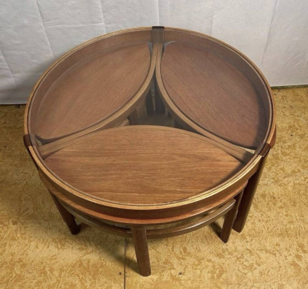 Mid century retro vintage teak trinity coffee table by nathan 1960