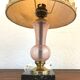 Lamp pink glass & black marble foot
