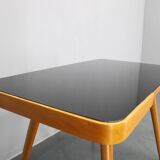1960s Beech Coffee Table with Glass Top , Czechoslovakia