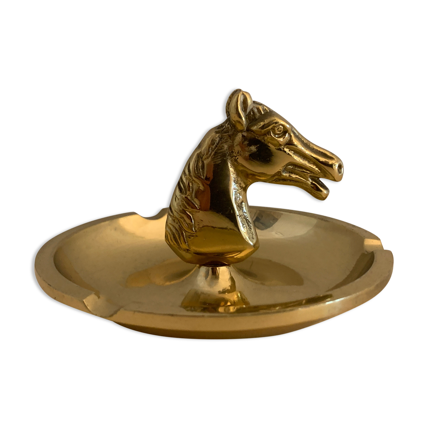 Horse-headed brass ashtray