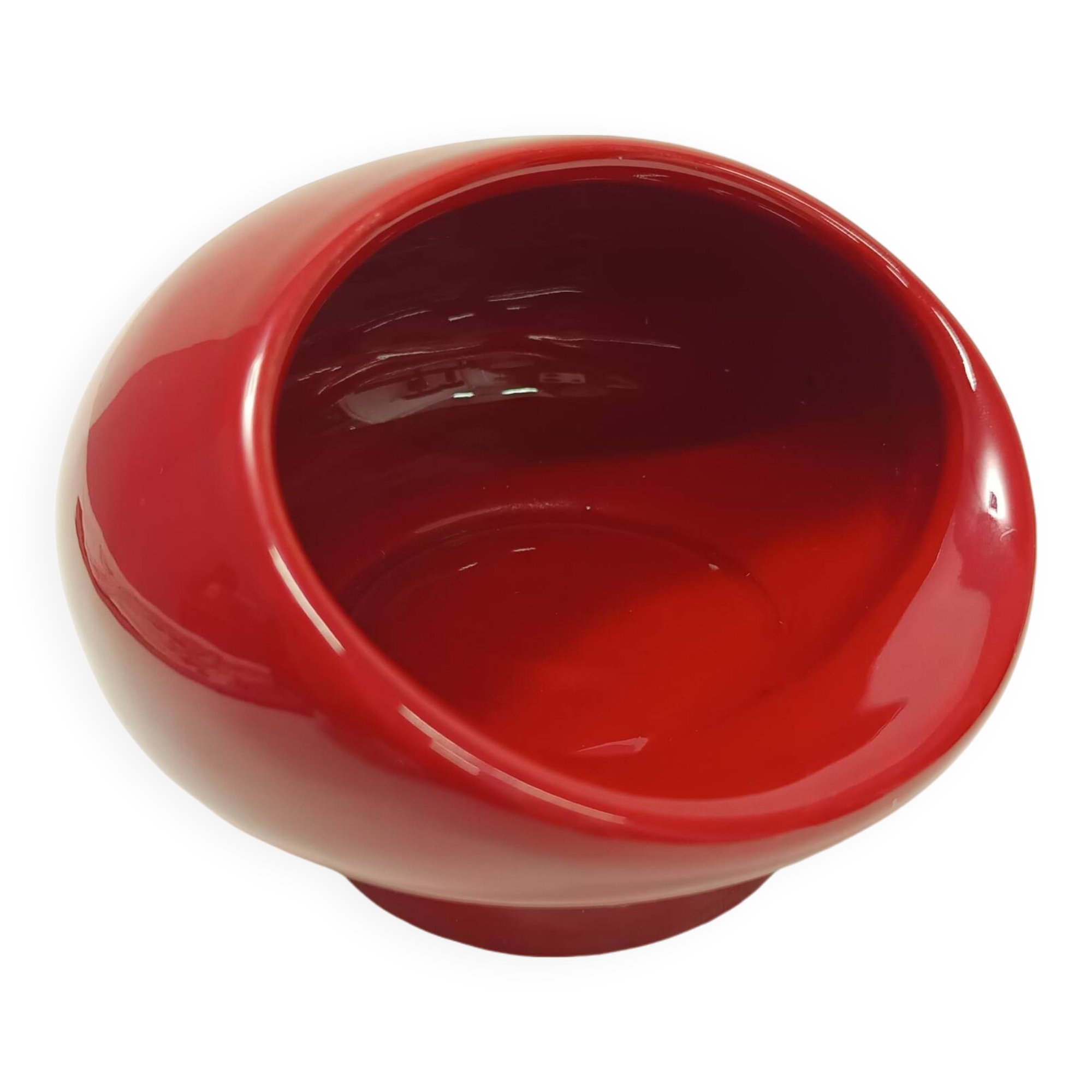 Vintage Spheric Red Glazed Ceramic Ashtray by Gabbianelli, Italy