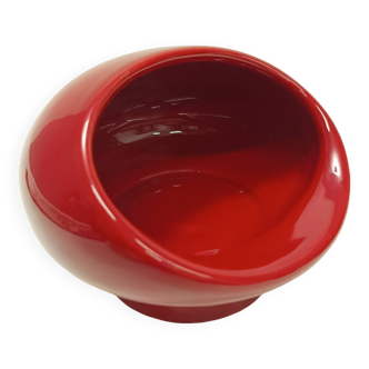 Cendrier vintage sphérique en céramique émaillée rouge par Gabbianelli, Italie