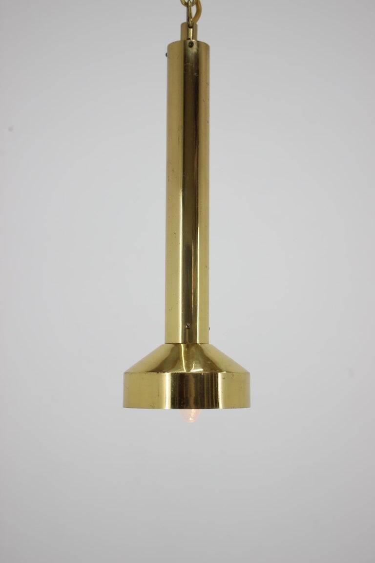 Set of three design small brass midcentury pendants, 1970s
