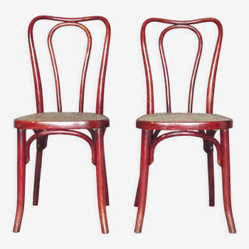 Lot de 2 chaises cannées bistrot par Thonet N°A49 - 1925 -