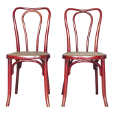 Lot de 2 chaises cannées bistrot par Thonet N°A49 - 1925 -