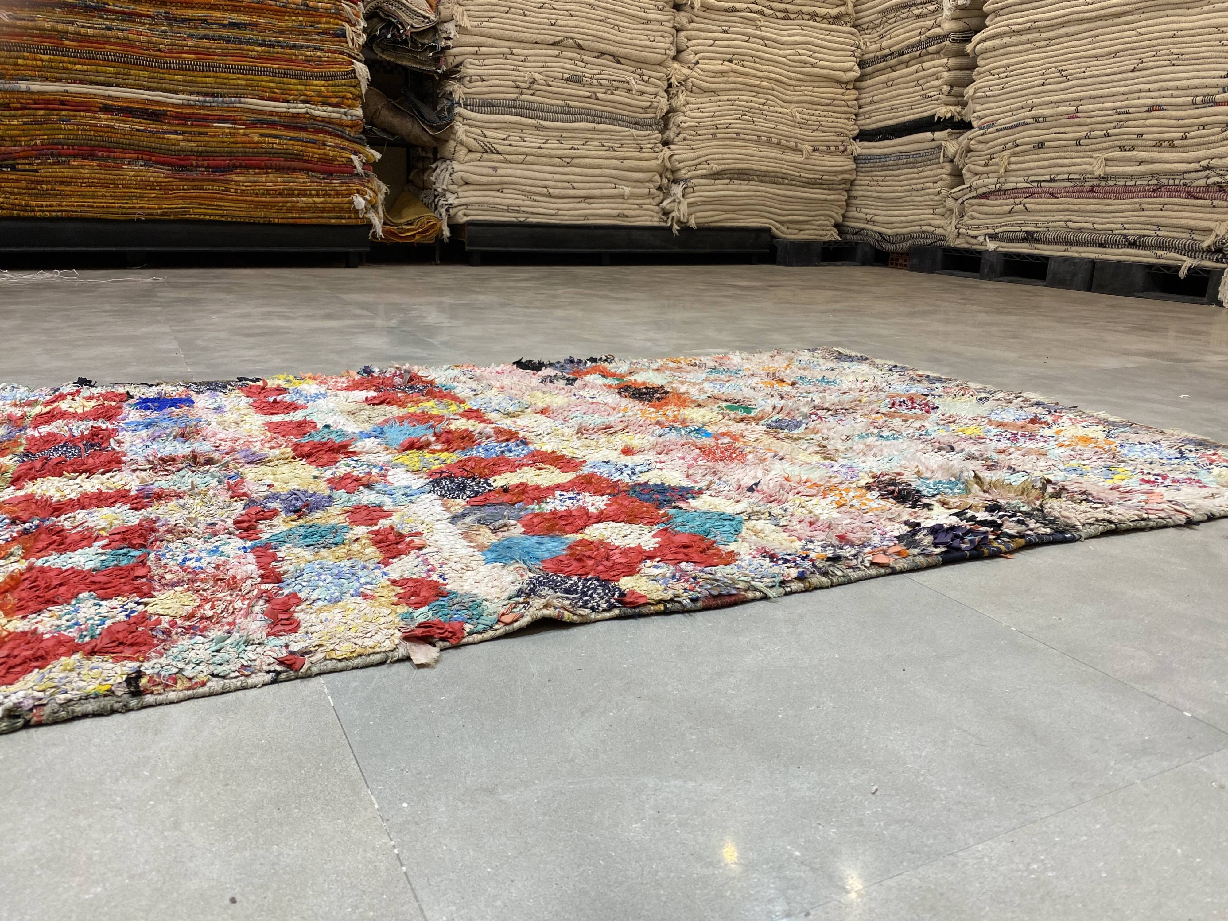 COLORED BOUCHEROUITE FABRIC RUG 118x226cm