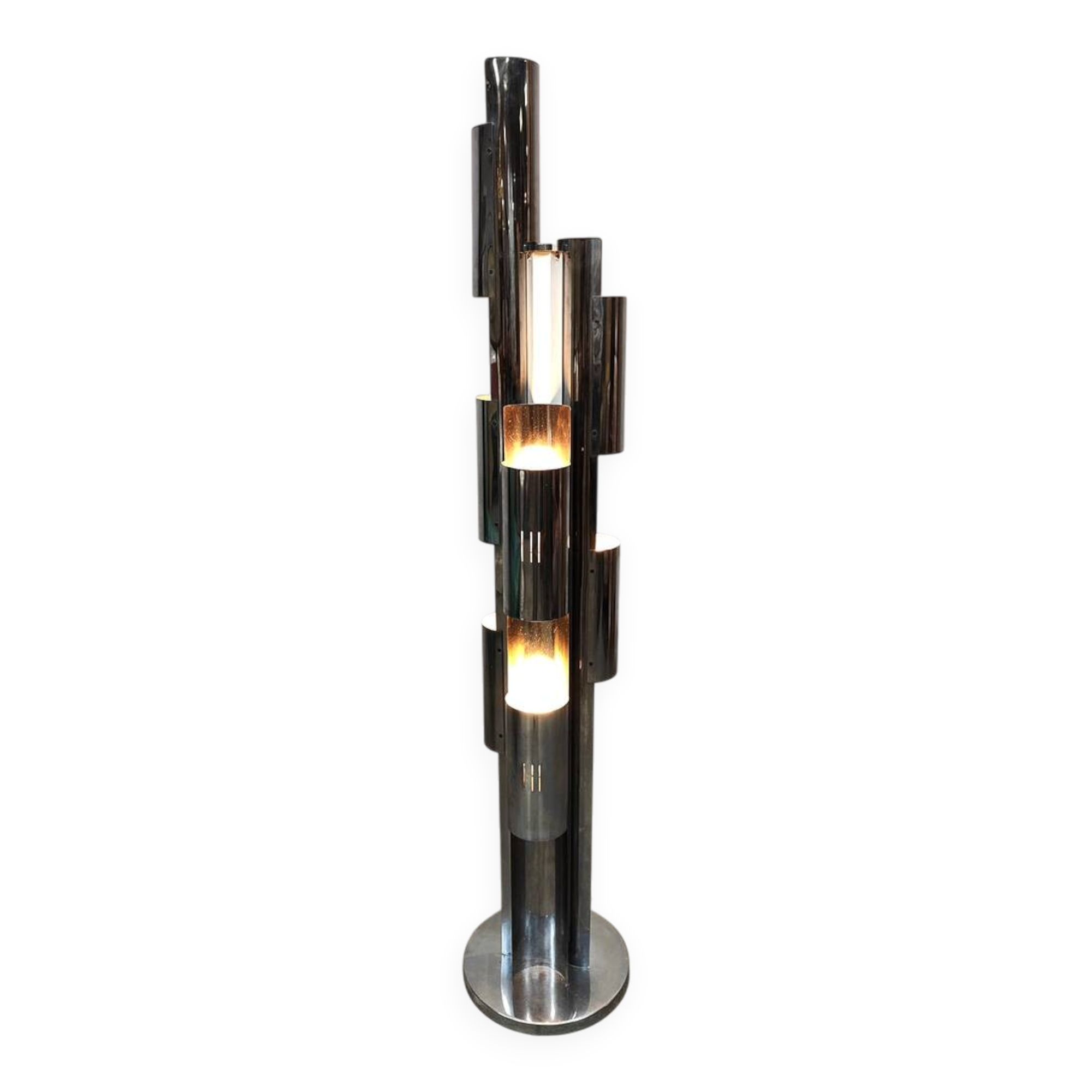 Italian vintage design chrome metal floor lamp 1970