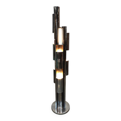 Lampe de sol en métal chromé au design vintage italien des années 1970