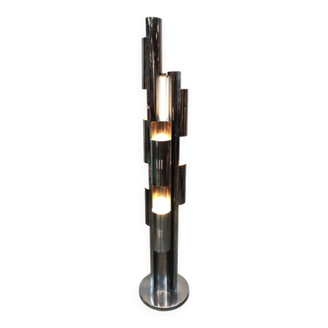 Lampe de sol en métal chromé au design vintage italien des années 1970