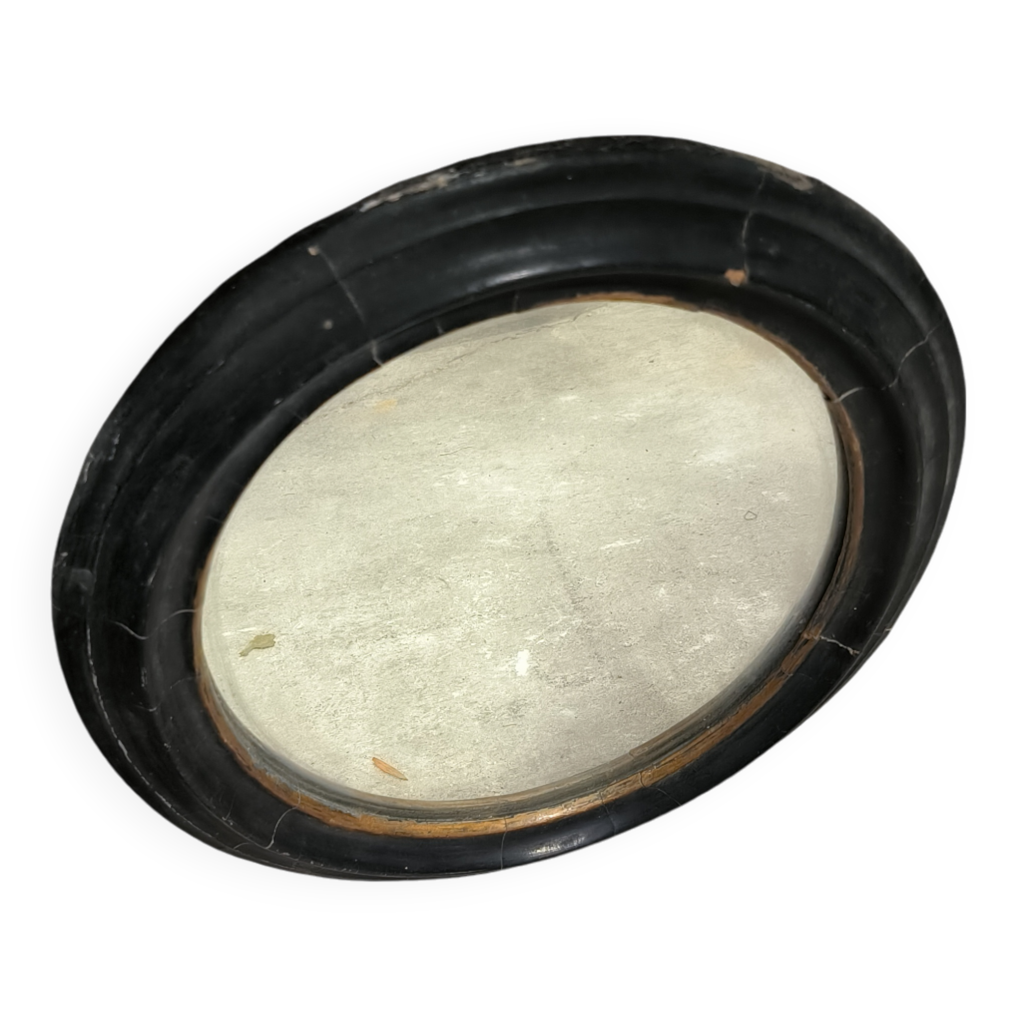 Antique oval wooden mirror