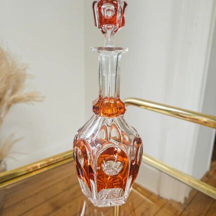 Orange crystal carafe Val Saint-Lambert - 1950s