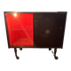 Large vintage bar cabinet from the 50s/60s – illuminated, sliding doors, on wheels.