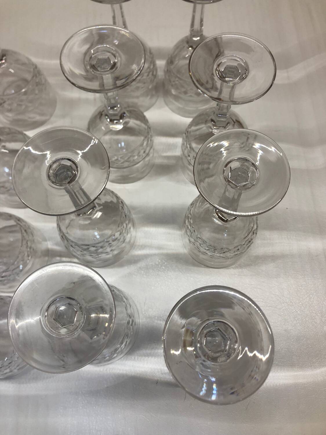 Set of 12 cut crystal stemmed glasses from the Nancy crystal factory, art deco