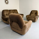 Cosy 3-seater sofa, convertible, French design from the 70s, vintage.