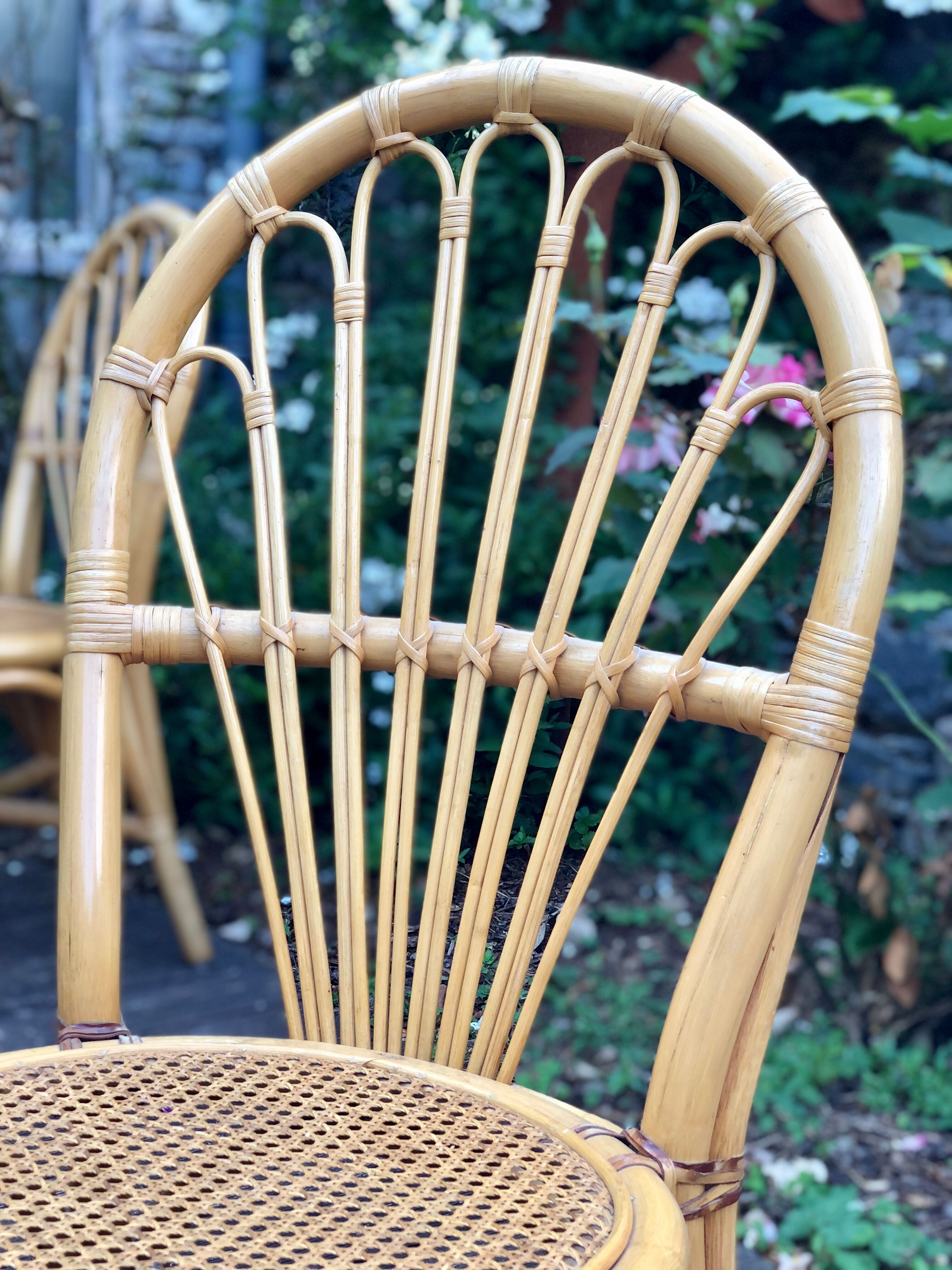 Set of 4 rattan chairs and cannage