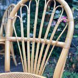 Set of 4 rattan chairs and cannage