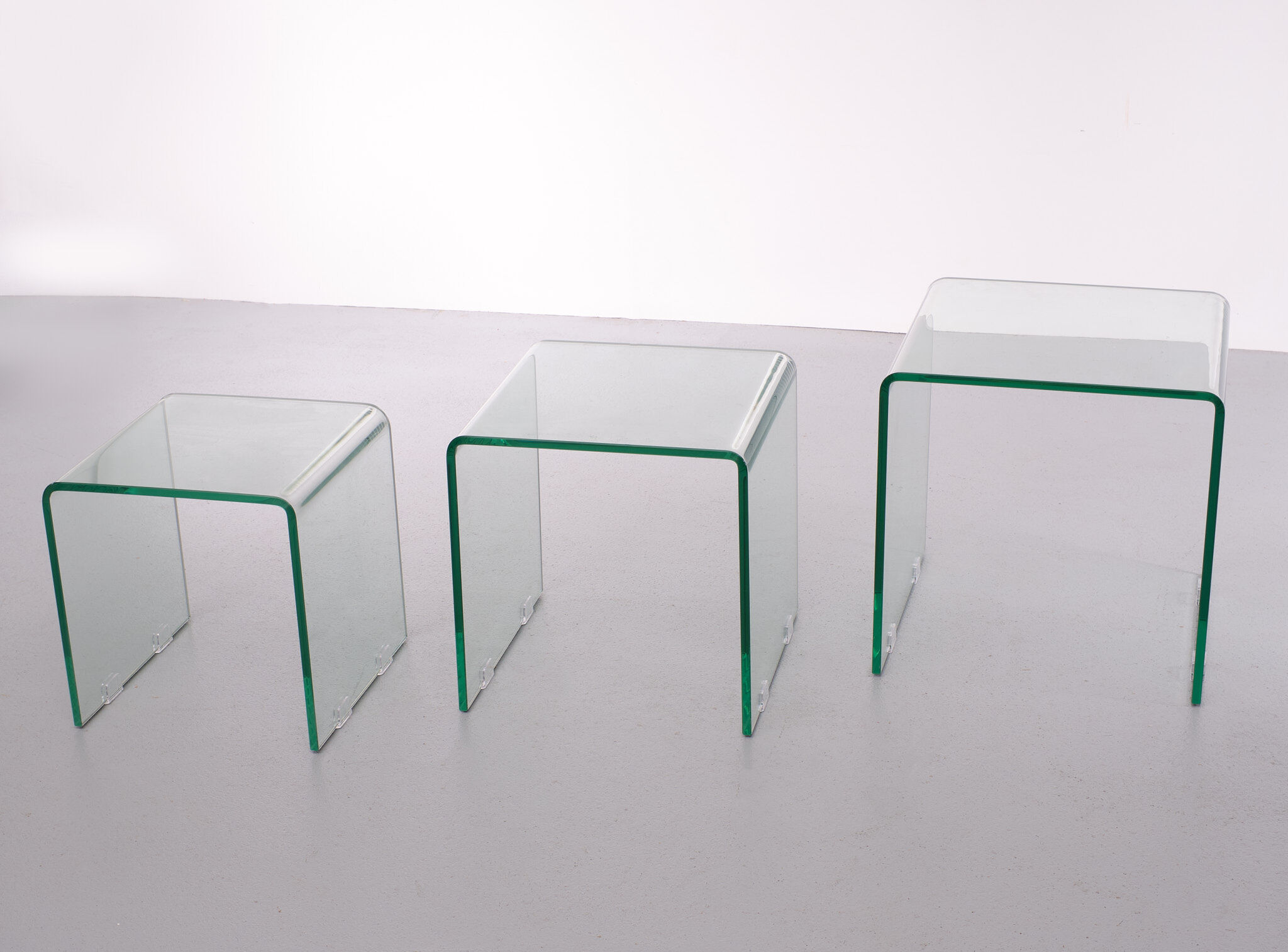 Glass nesting tables italy 1980s