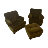 Pair of armchairs and its pouf by Jean Prévost