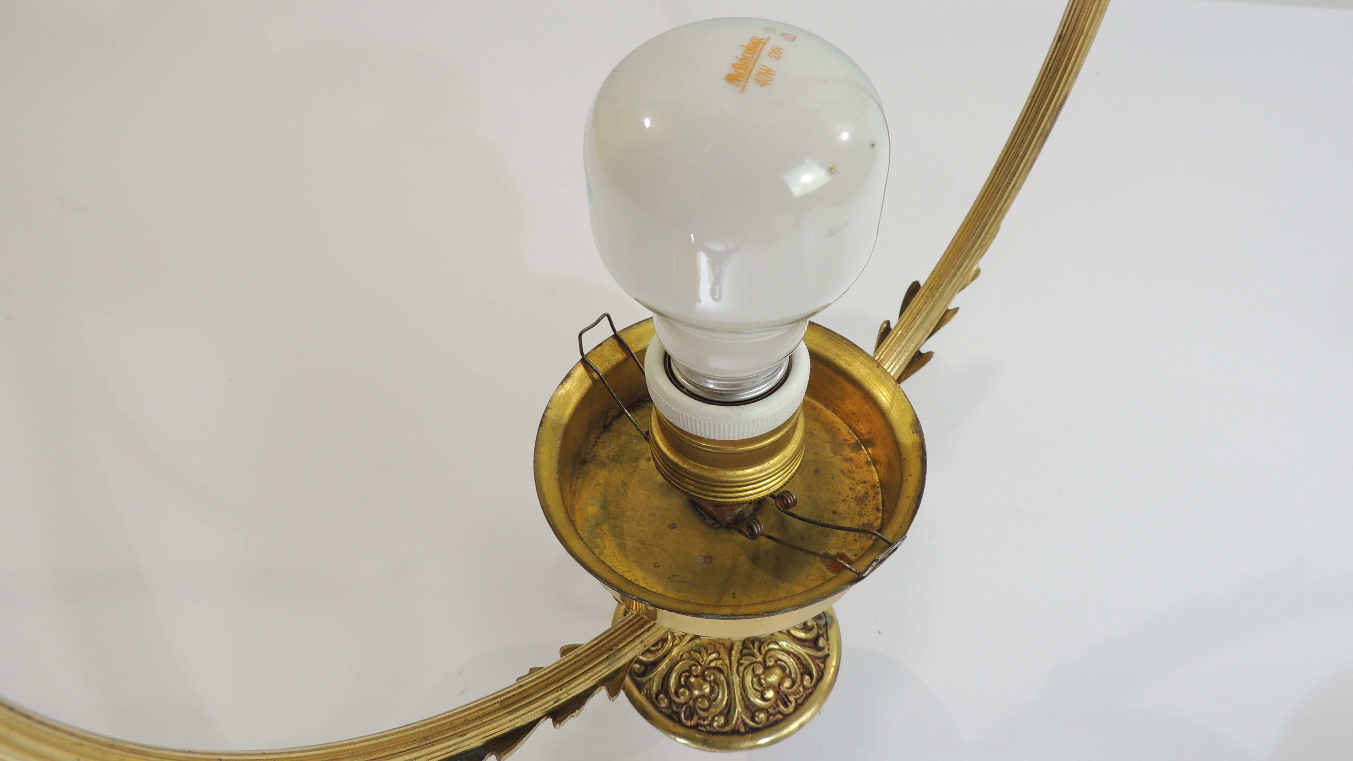 Suspension bronze brass and opaline / vintage