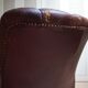 Fauteuil de bibliothèque en cuir usé avec boutons, années 1840