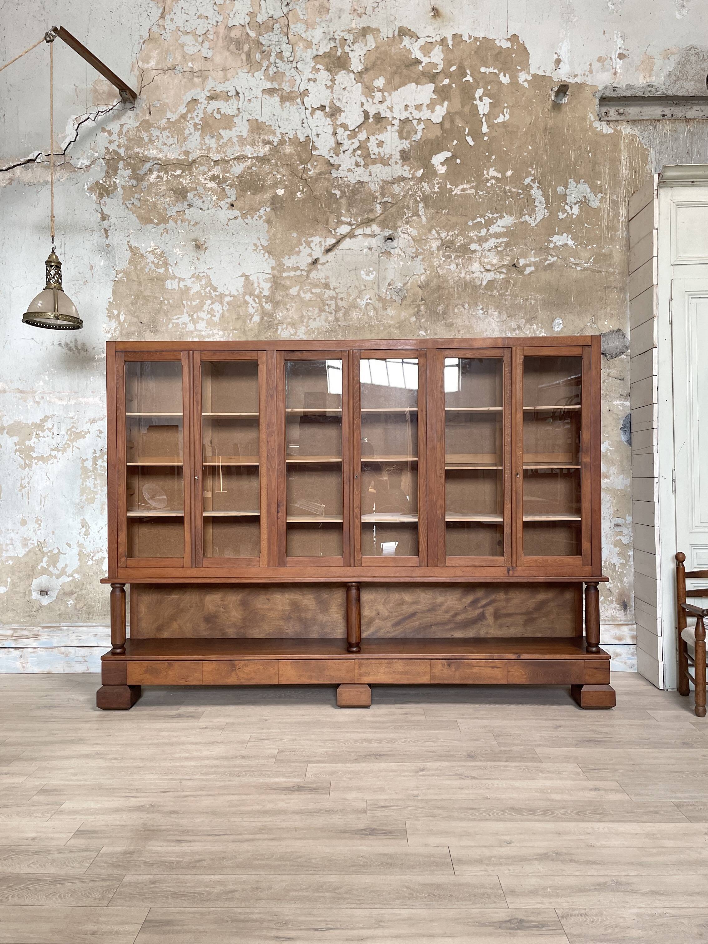Solid wood display cabinet.