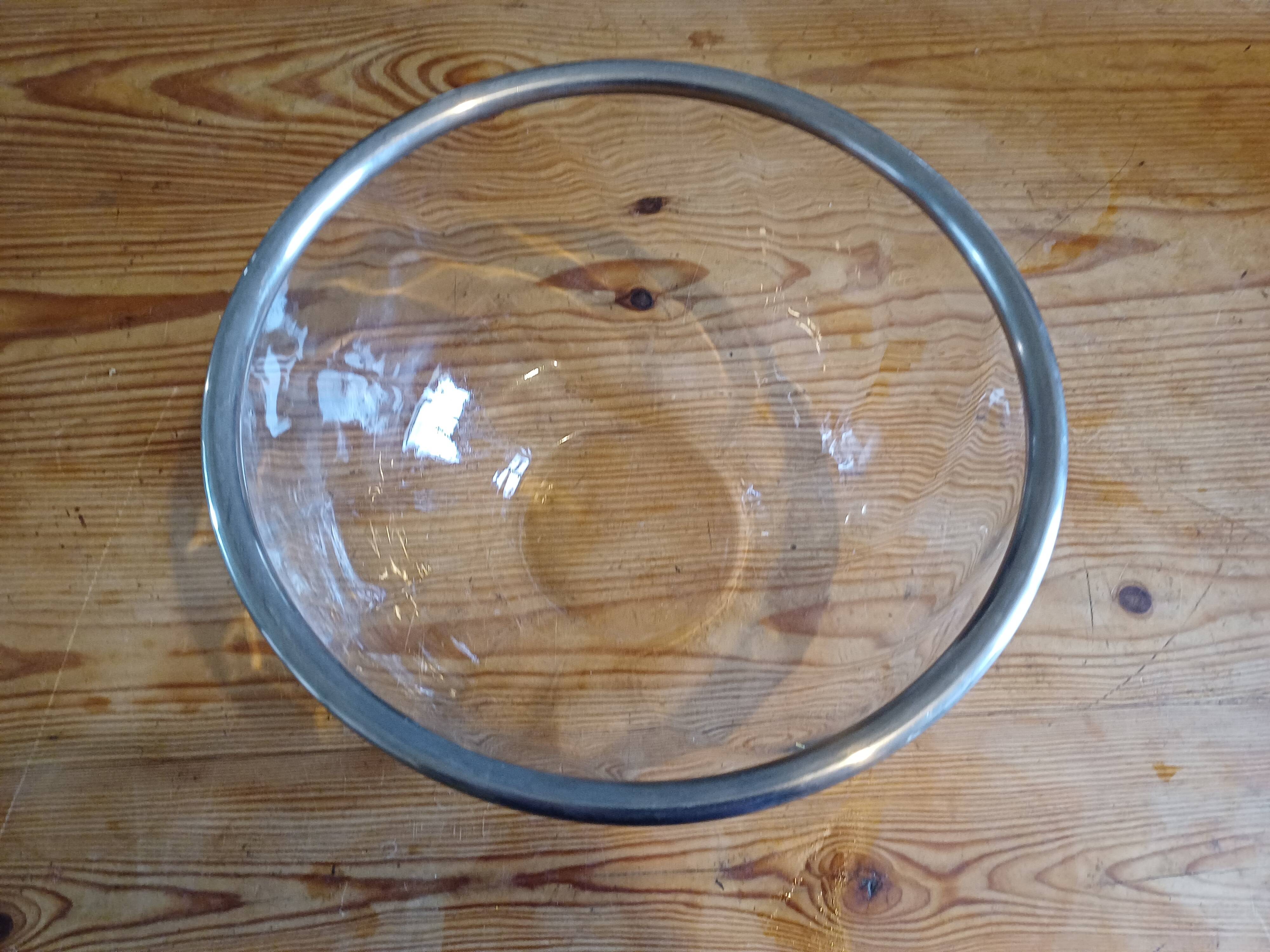 Saladier verre et métal argenté