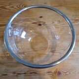 Glass and silver metal salad bowl