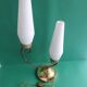 Lampe de table à poser grande double éclairage opaline vintage