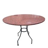 Round marble table with wrought iron base from the mid-20th century.