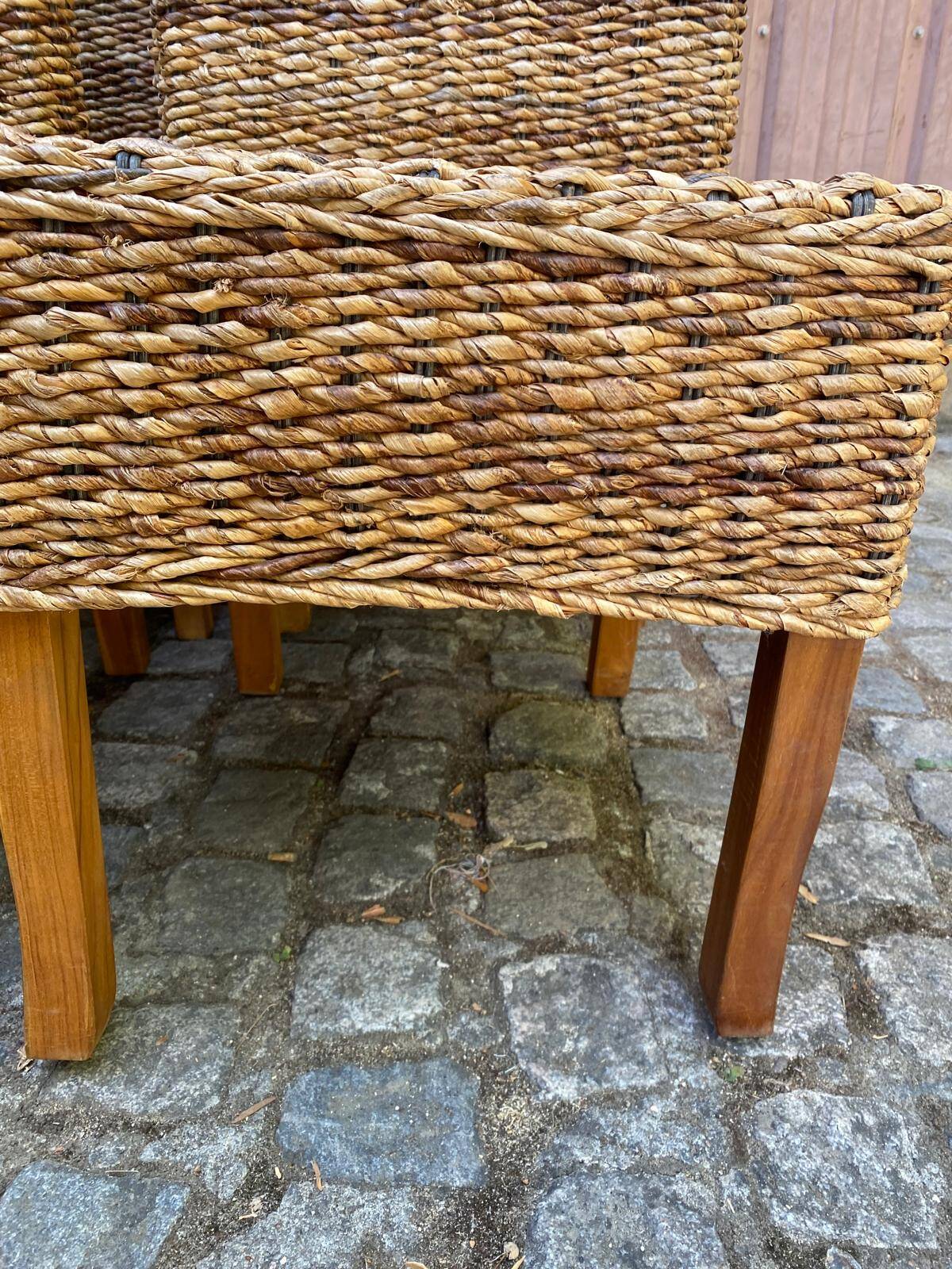 4 chaises de salle à manger en jonc de mer abaca ou bananier