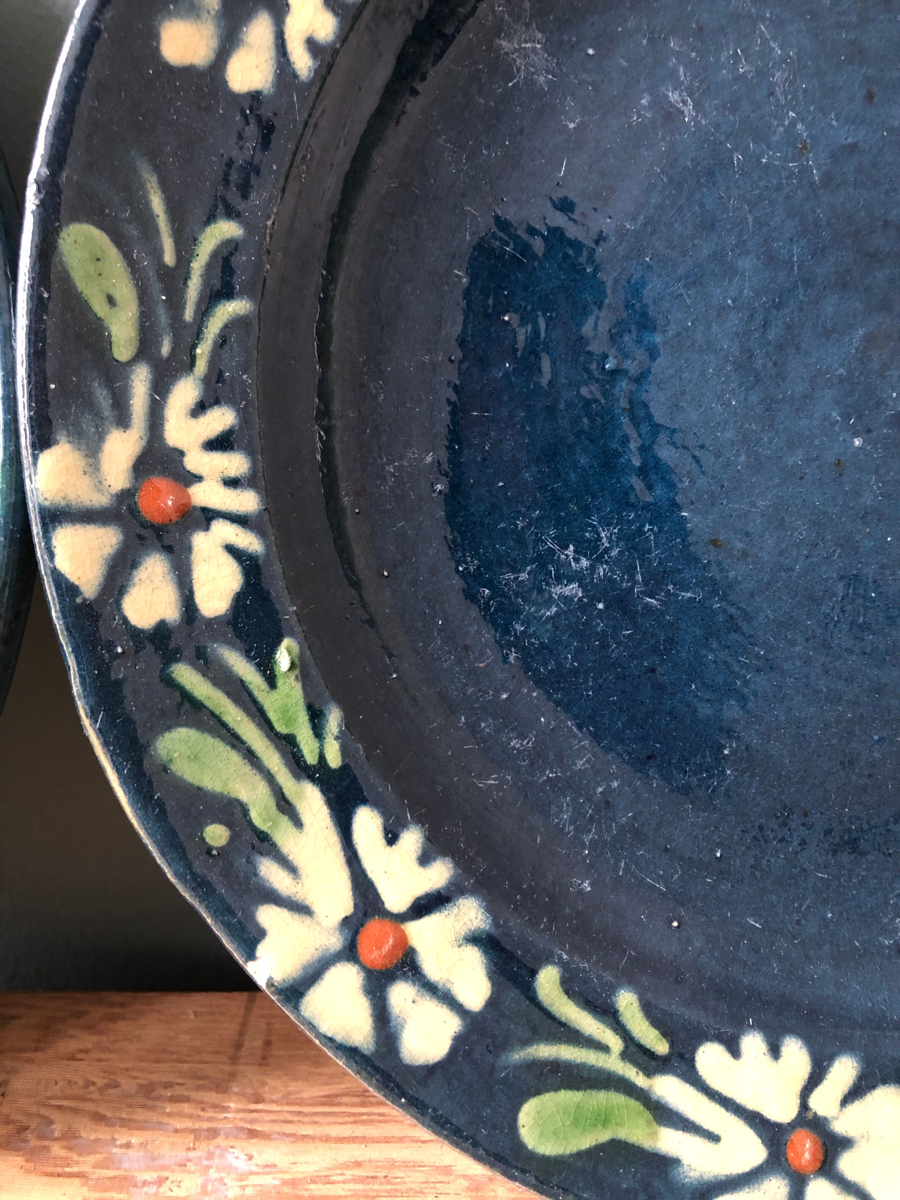 Lot of 2 old plates of Alsace terracotta