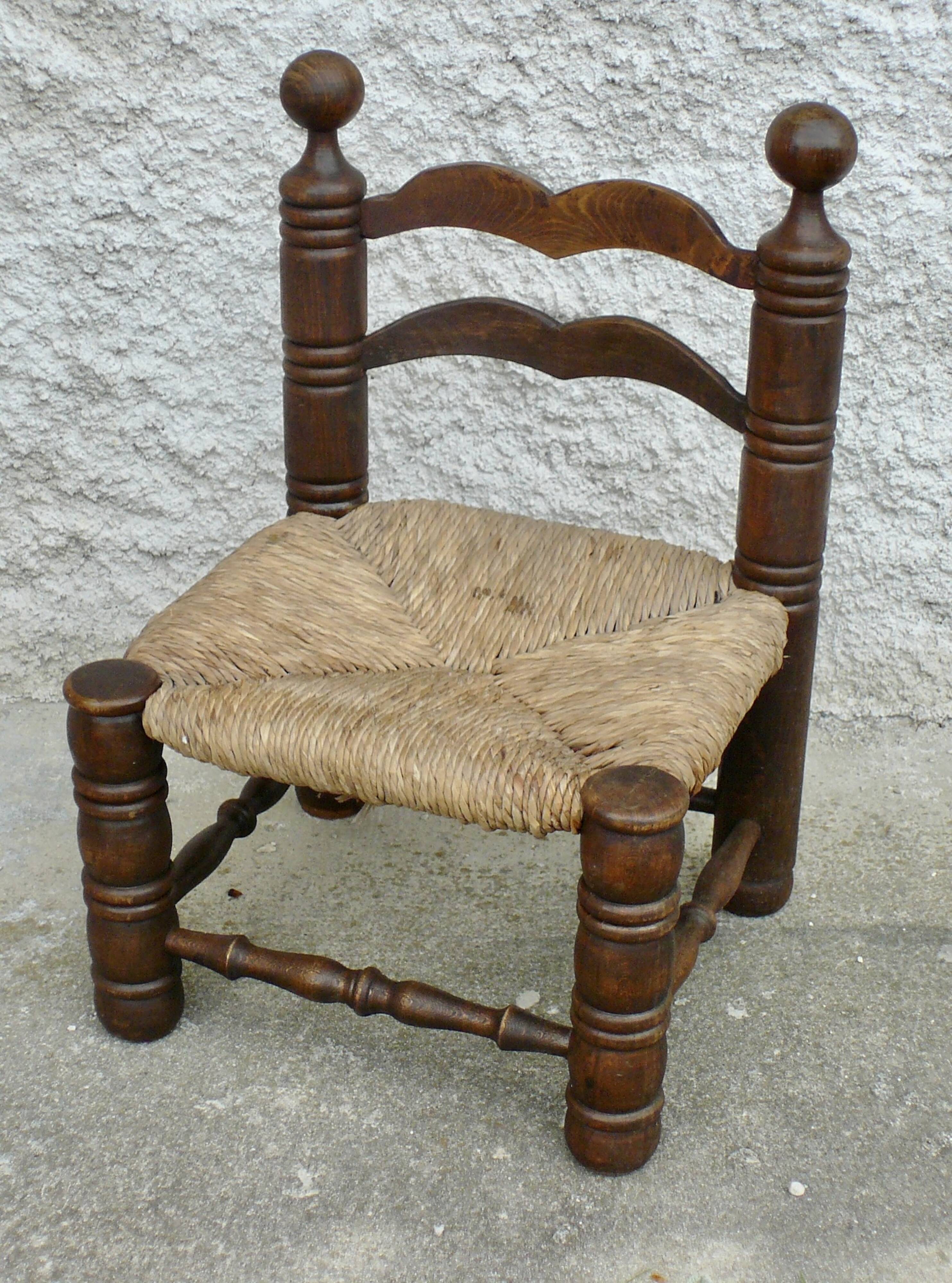 Charles DUDOUYT low straw chair vintage 1940