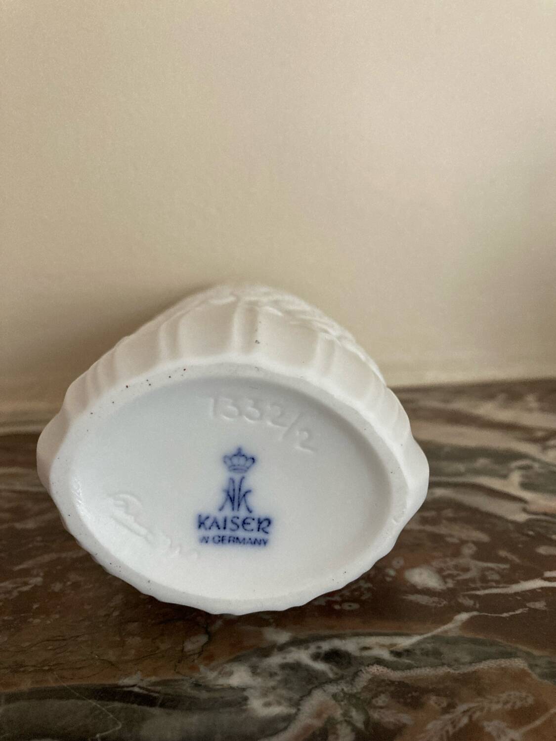 White biscuit vase by Kaiser by M. Frey