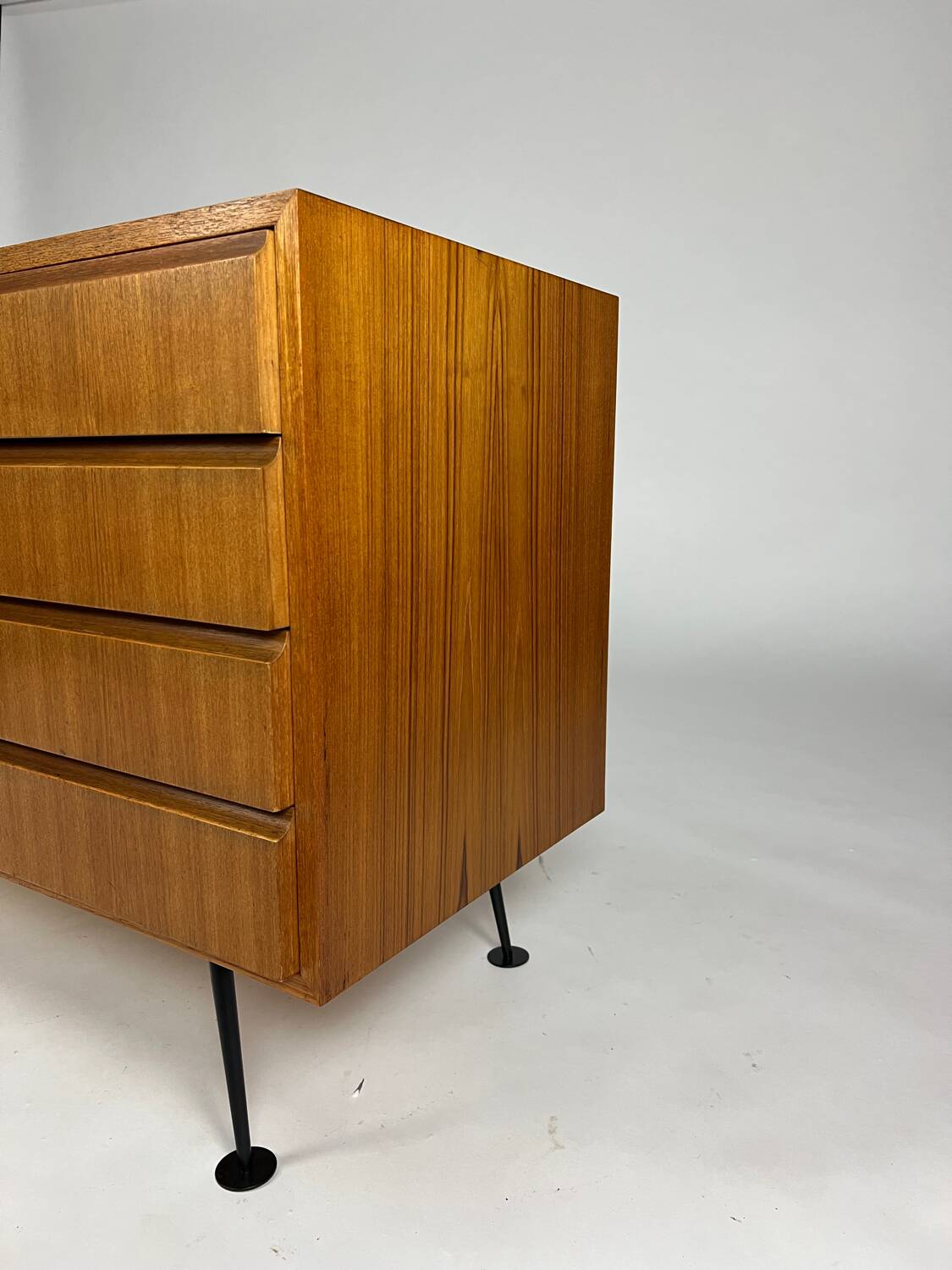 Vintage teak sideboard drawers 60s mid-century design