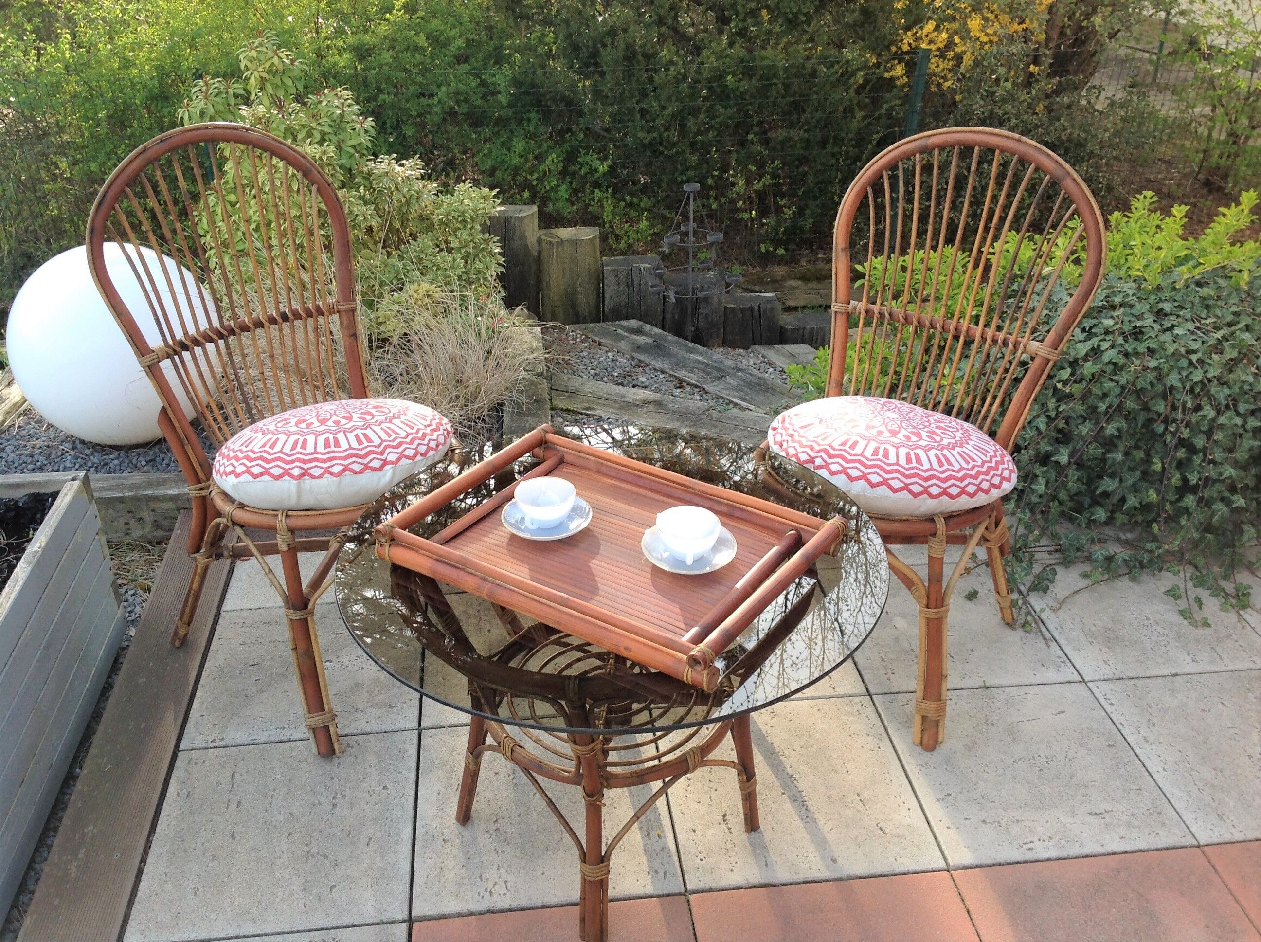 Rattan garden furniture / vintage 60s-70s