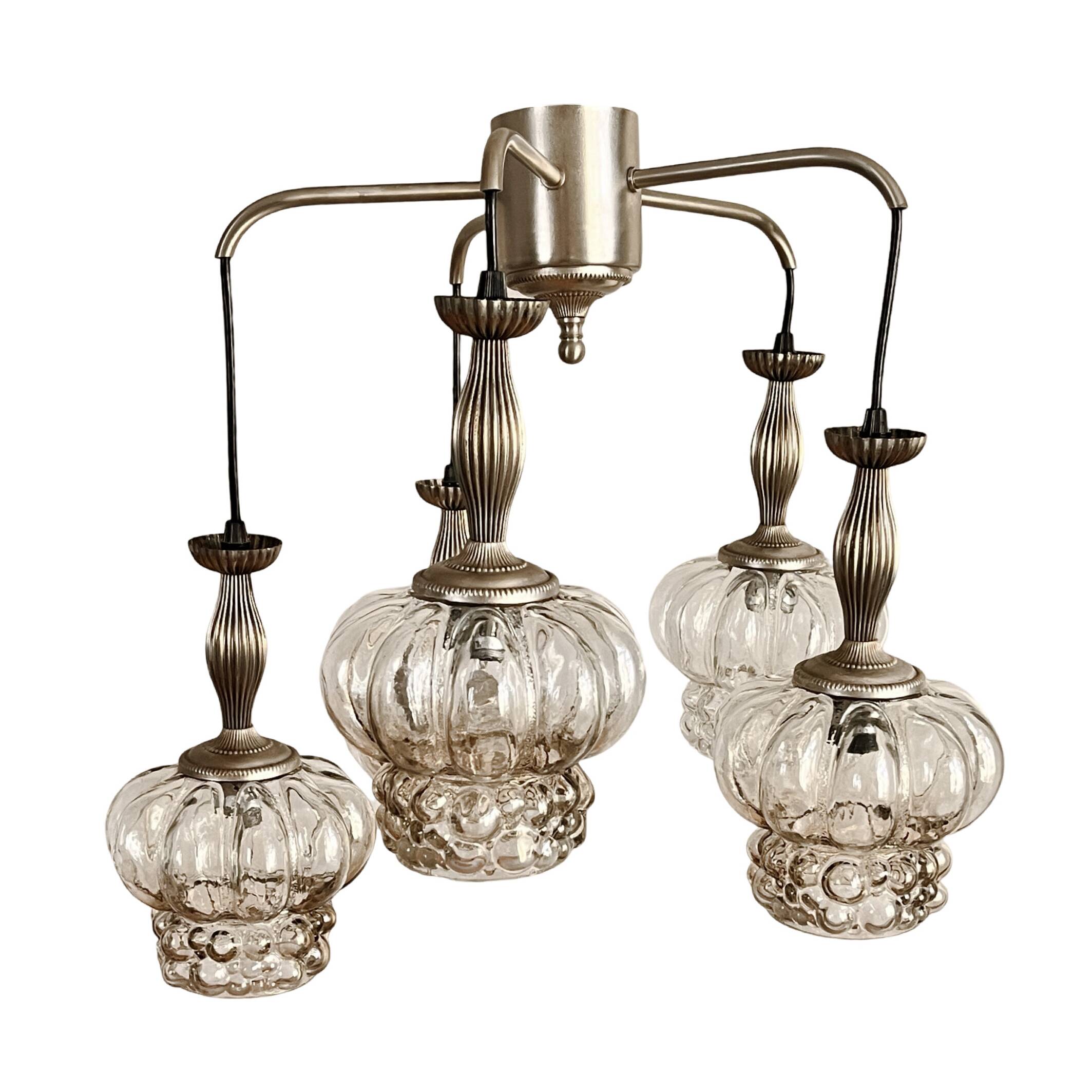 Mid-century modern cascade chandelier veb narva leuchten, germany, 1970s.