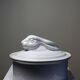 Large vintage white earthenware terrine with hare or rabbit head