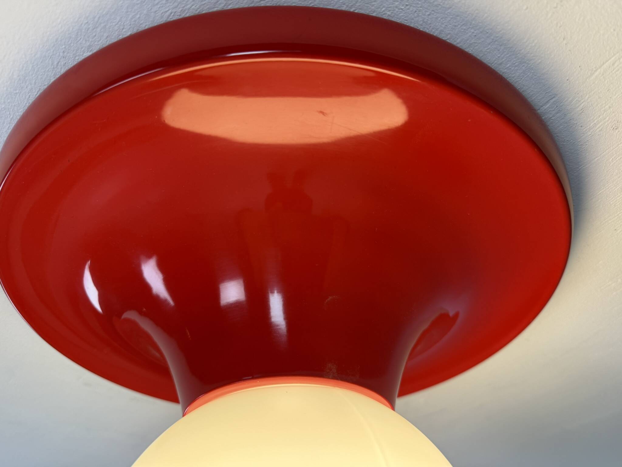 Castiglioni red metal "Light Ball" wall or ceiling lamp for Flos, Italy 1970s