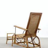 Bauhaus rattan armchair with ottoman by Erich Dieckmann, 1930s