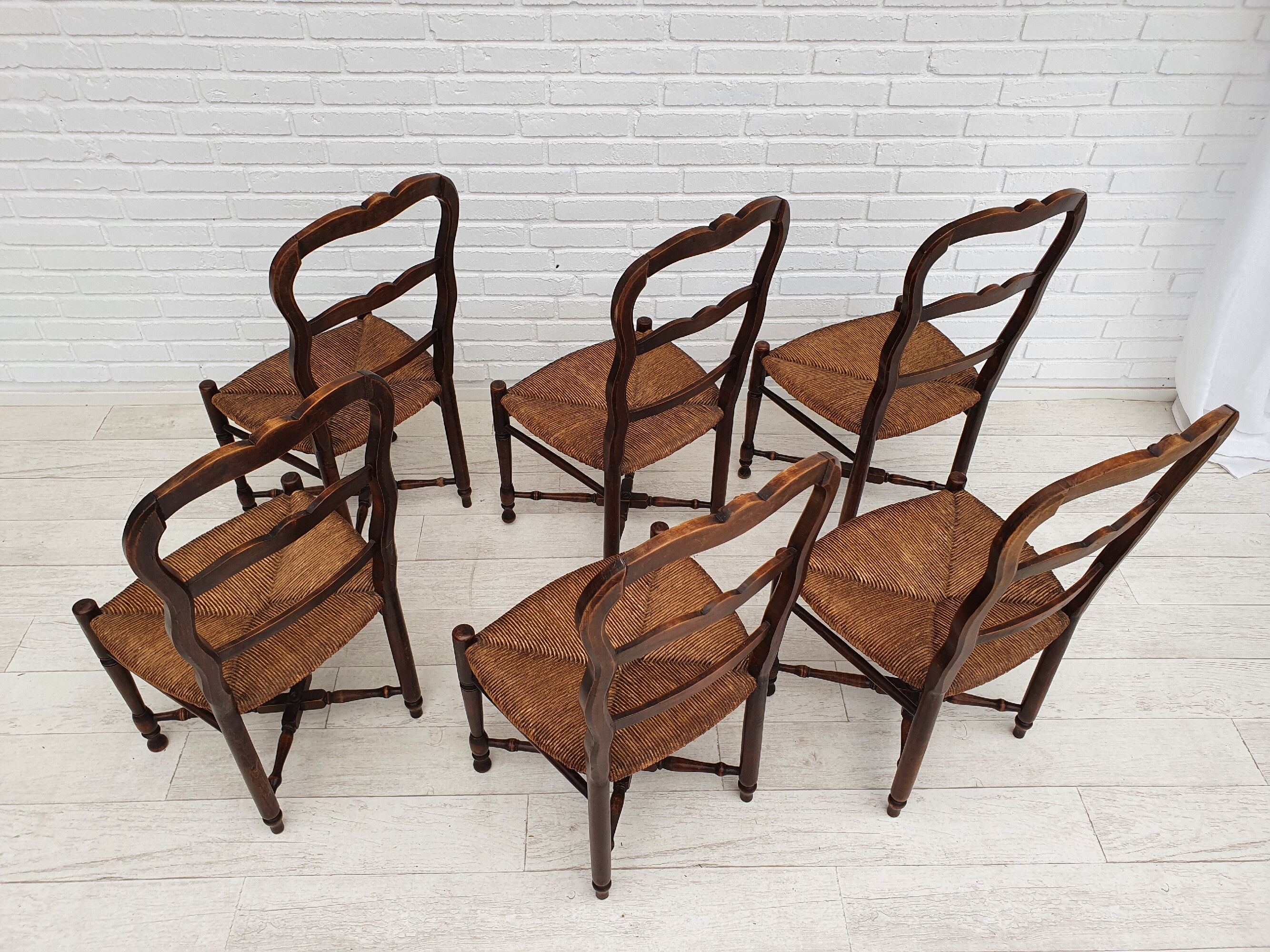 6 pcs, Original Danish country style chairs, 50s