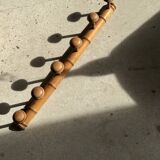 Large vintage wooden coat rack with 6 bamboo effect hooks L79