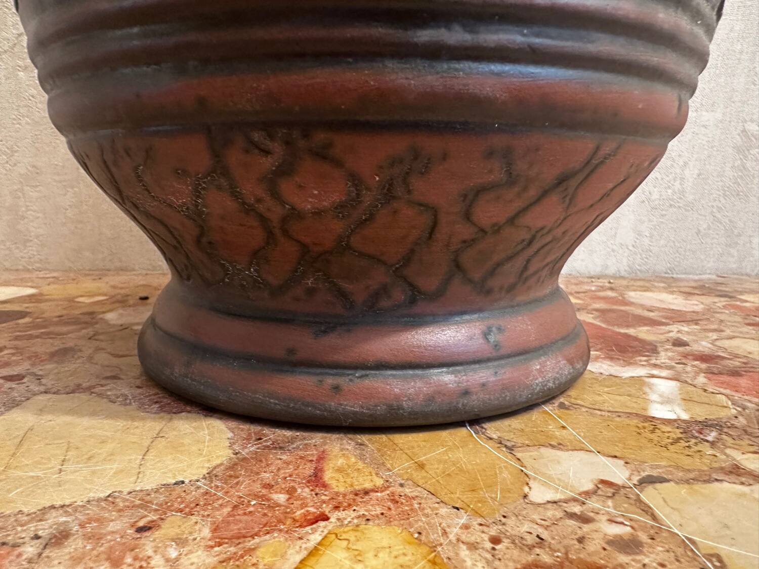 Jasba Vase 5005 - West Germany 60’s - Relief decor, Zoomorphic handles -
